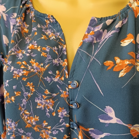 Zac & Rachel Navy Blue With Purple And Orange Flowers - Picture 3 of 12